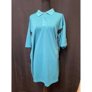 RUSSELL Mens Dri-Power Polo Shirt XLT Teal Black Athletic Golf Performance‎